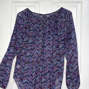 Daisy Fuentes Chevron Blouse - Blue and Purple